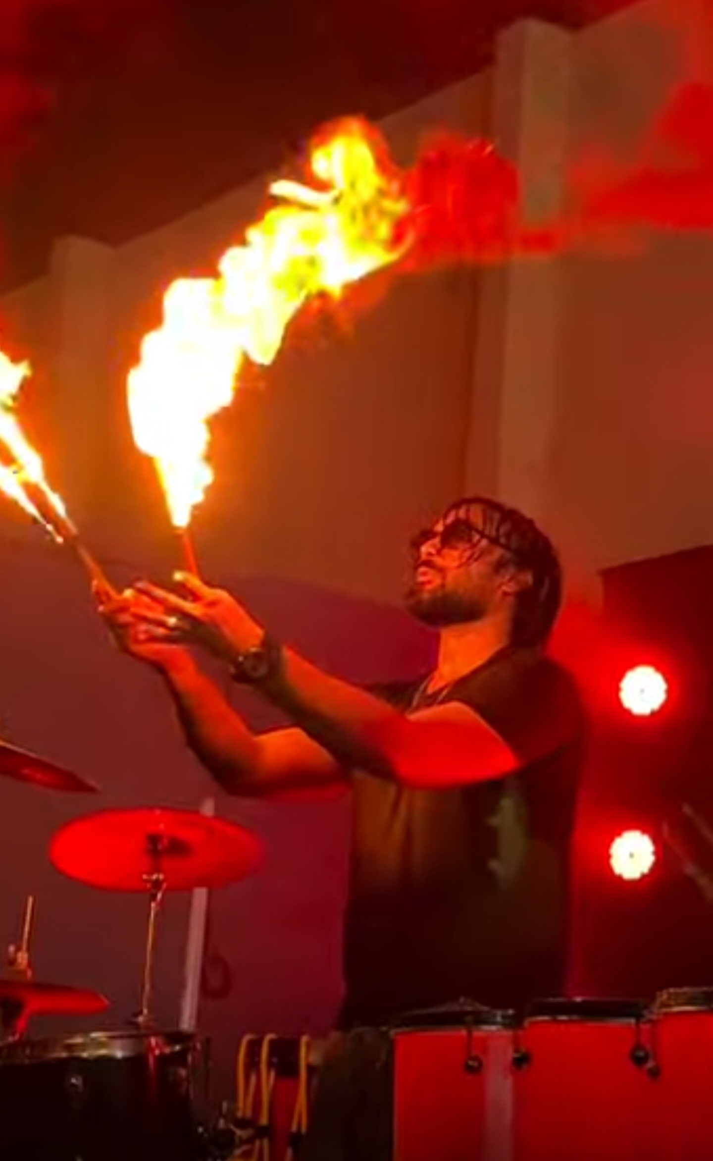 Shiya Majeed in a fire performance